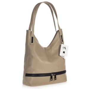 Geanta dama din piele naturala DiAmanti Tuscania Taupe Chiaro